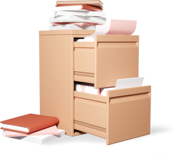 An overflowing filing cabinet
